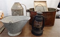 Copper Boiler, Lantern, Ash Bucket, Washboard, ++