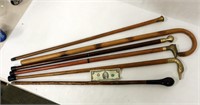 7 Walking Canes 4 Have Brass Handle Ends