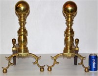 Pair of Brass Fireplace Andirons