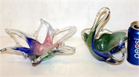 2 Colorful Murano Italian Art Glass Pieces