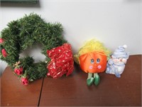 Wreathe, Snowman and Pumpkin