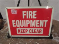 fire equipment, keep clear sign