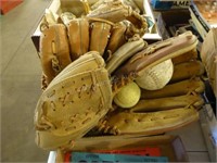 Baseball gloves - various balls