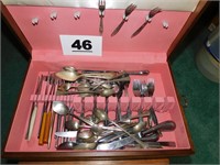 BOX OF STAINLESS & SILVERPLATE