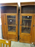 2-Oak Lead Glass Cabinets