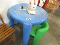 Plastic Child's Table w/ 2 Chairs