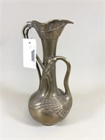 Heavy Brass Vase with Stork