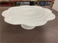 Milk Glass Cake Plate, Covered Vase