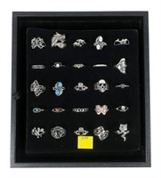 25- Sterling silver rings, including turquoise,