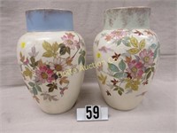 PAIR OF DECORATED VICTORIAN ERA VASES: