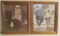 Two Vintage Normal Rockwell Prints In Frames
