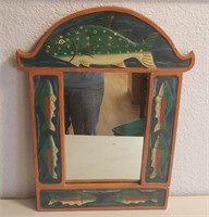 Mirror In Wood Fish Decorated Frame