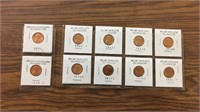 10 Brilliant uncirculated old Lincoln cents