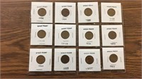 12 wheat pennies misc dates 1925-1955