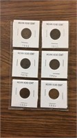 6 Indian head cent pieces misc dates