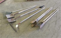Assorted Hand Tools Including, Shovels, Rakes &