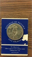 1 Republic of Panama 5 Balboas 1 oz. silver