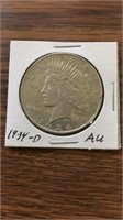 1934 D-mint AU 90% silver Peace Dollar