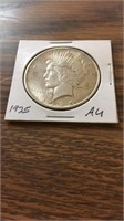 1925 AU 90% silver Peace dollar