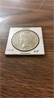 1924 VF 90% silver Peace dollar