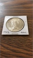 1922 uncirculated 90% silver Peace dollar