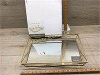 GLASS WITH GOLD TRIM VANITY TRAY