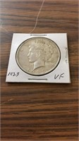 1923 VF 90% silver Peace dollar