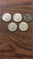 5 40% silver Kennedy half dollars: 4 1967, 1 1968
