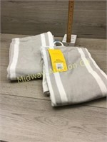2 GREY AND WHITE BEACH TOWELS