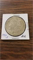 1921-S AU 90% silver Morgan dollar