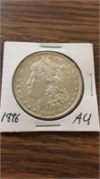 1896 AU 90% silver Morgan dollar