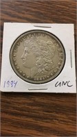 1884 uncirculated 90% silver Morgan dollar