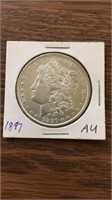 1897 AU 90% silver Morgan dollar