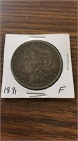 1891 90% silver Morgan dollar