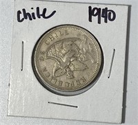 1940 Chile Un Peso Coin