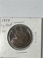 1854 Large One Cent Coin