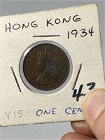 1934 Hong Kong One Cent Coin