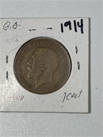 1914 One Cent Great Britain Coin