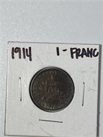 1914 One Franc Coin