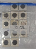 Lot of 13 Large One Cent Coins