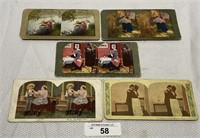 5 pcs. Antique Stereographic Full Color Photograph