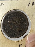 1851 US One Cent Coin