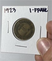 1923 One Franc Coin
