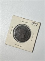 1847 US One Cent Coin