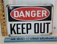 Porcelain sign - danger keep out made by Stone