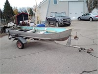 HABER CRAFT 13ft Aluminum Boat, Motor, & Trailer