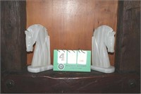 Pair of Marble Horse Head Book Ends