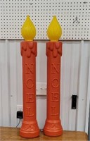 2 red Noel candle blow molds