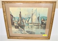 Vintage Colorful Boat Print, by M. Cook