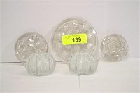 5 Vintage Glass Flower Frogs